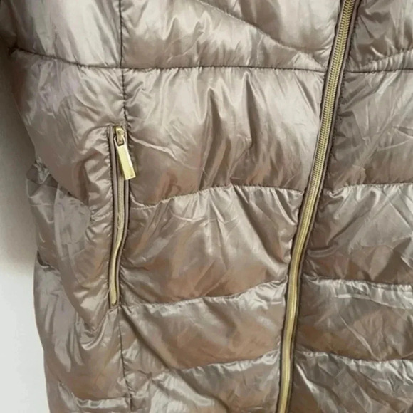 Michael kors champagne puffer jacket faux fur collar XL - Picture 8 of 11